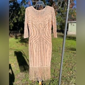 BABYOND Gold Flapper Holiday Sequence Dress